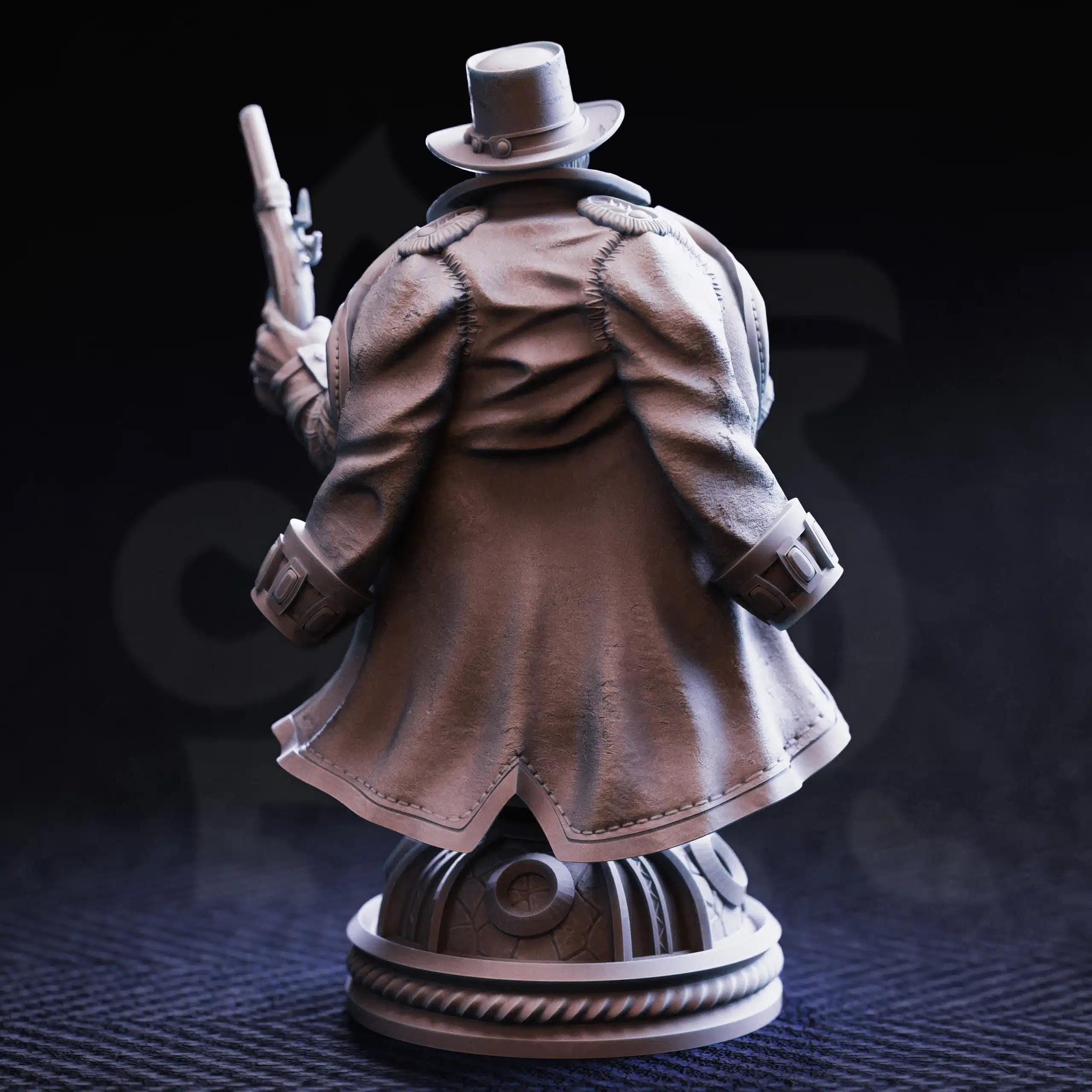 Torgrik “Tall Hat” – Dwarven Gunslinging Gangster (Bust) | Paintable Bust 3D Resin Printed Miniature by DM Stash