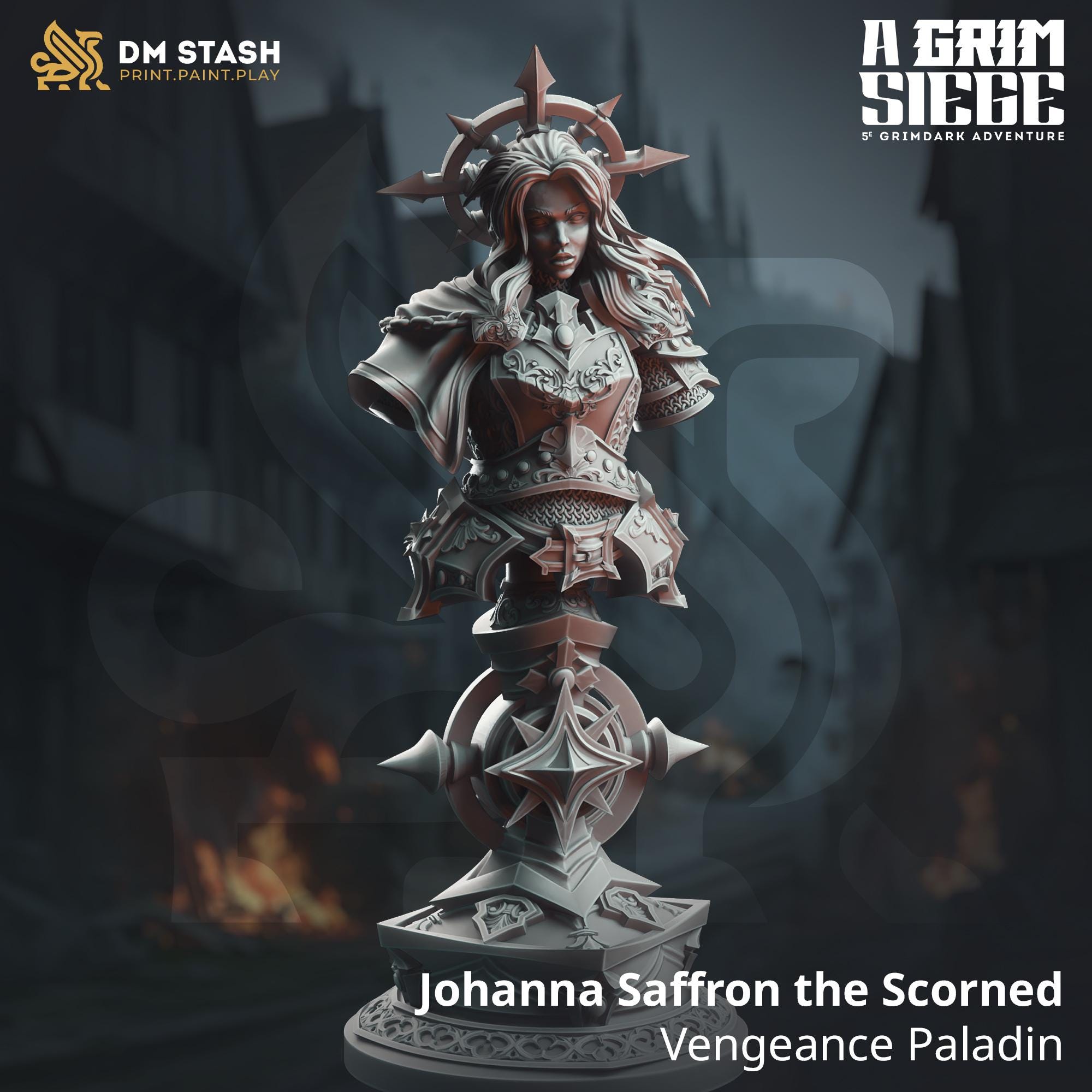 Johanna Saffron the Scorned – Vengeance Paladin (Bust) | Paintable Bust 3D Resin Printed Miniature by DM Stash