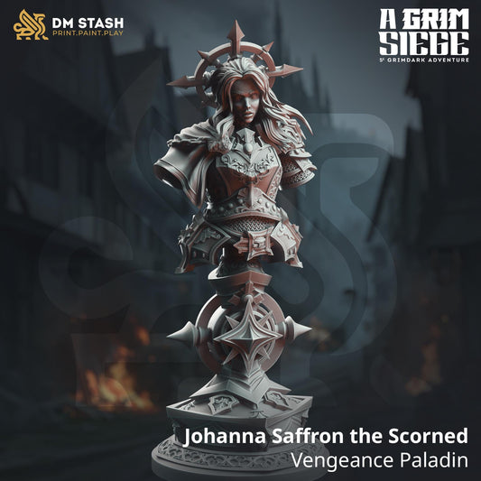 Johanna Saffron the Scorned – Vengeance Paladin (Bust) | Paintable Bust 3D Resin Printed Miniature by DM Stash