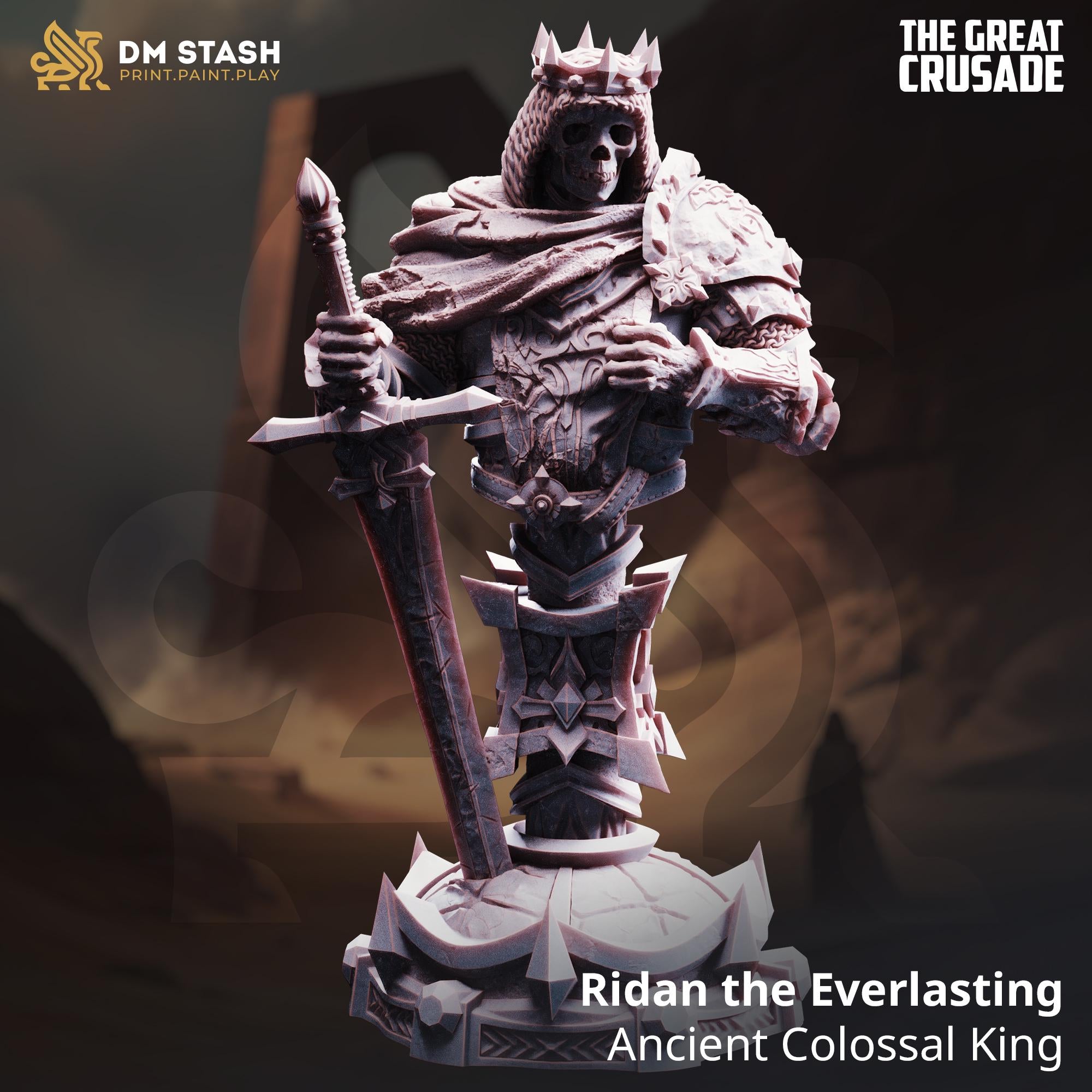 Ridan the Everlasting – Ancient Colossal King (Bust) | Paintable Bust 3D Resin Printed Miniature by DM Stash