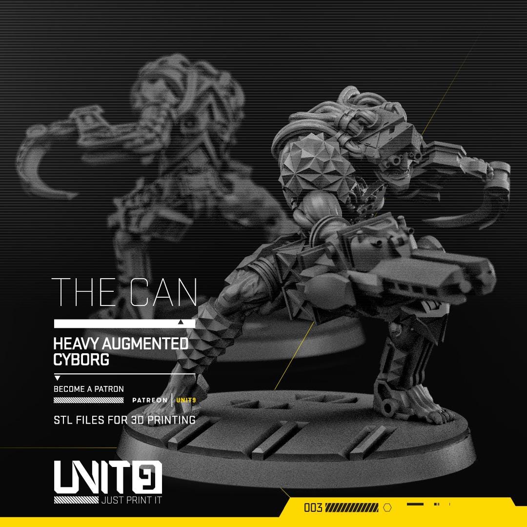 The Can - Heavy Augmented Cyborg | Paintable 3D Resin Printed Scifi Miniature by Unit9