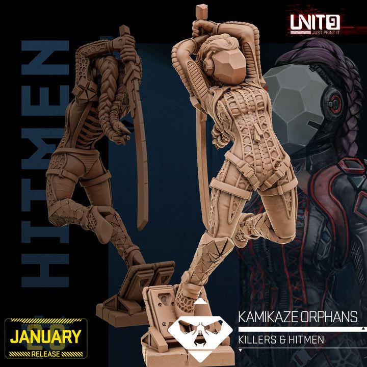 Killers and Hitmen January 2026 Release | Paintable 3D Resin Printed Scifi Miniature by Unit9