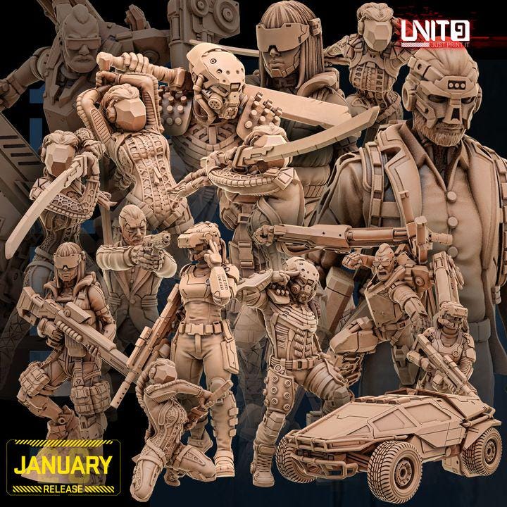 Killers and Hitmen January 2026 Release | Paintable 3D Resin Printed Scifi Miniature by Unit9