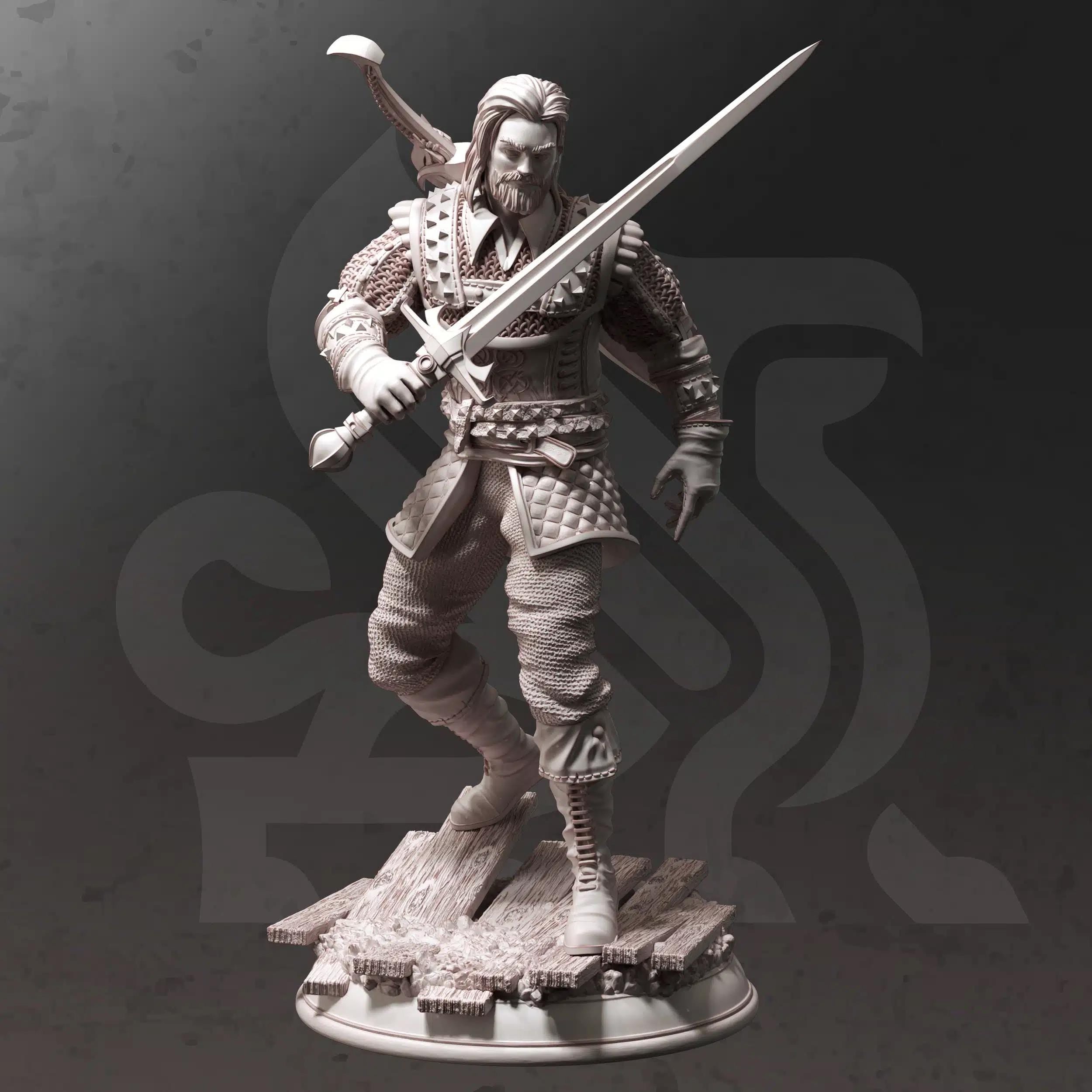 Tarick Wolfheart | Paintable 3D Resin Printed Miniature by DM Stash