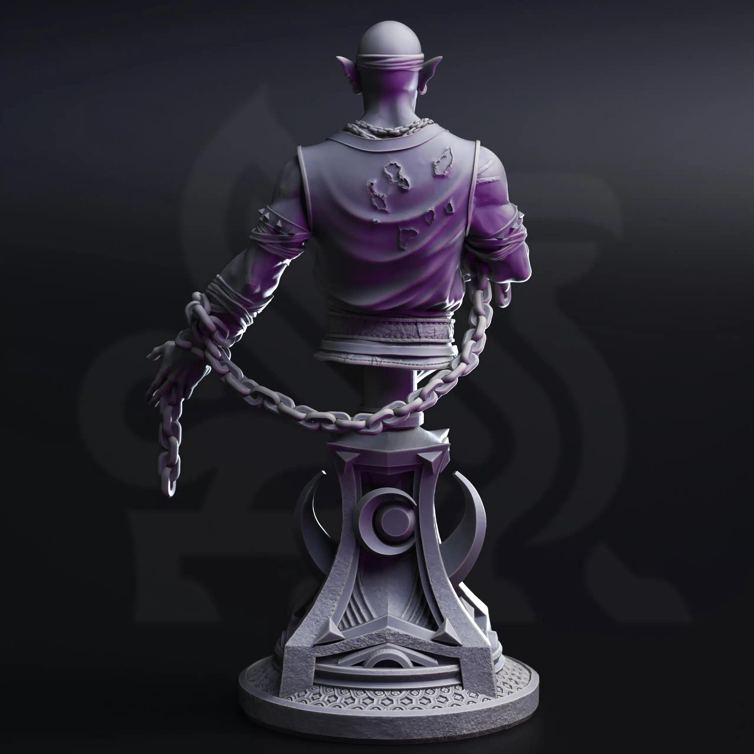 Uxas the Reborn – Drow Lunar Monk (Bust) | Paintable Bust 3D Resin Printed Miniature by DM Stash