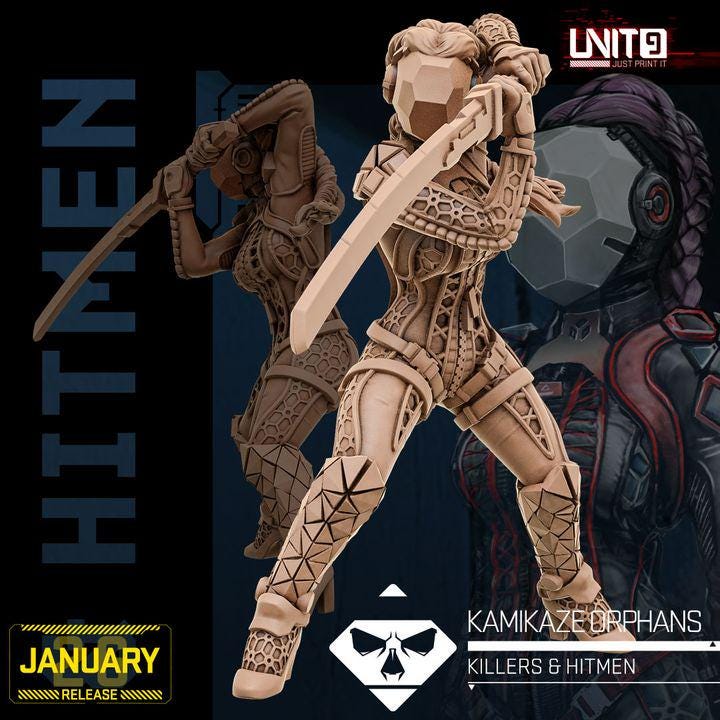 Killers and Hitmen January 2026 Release | Paintable 3D Resin Printed Scifi Miniature by Unit9