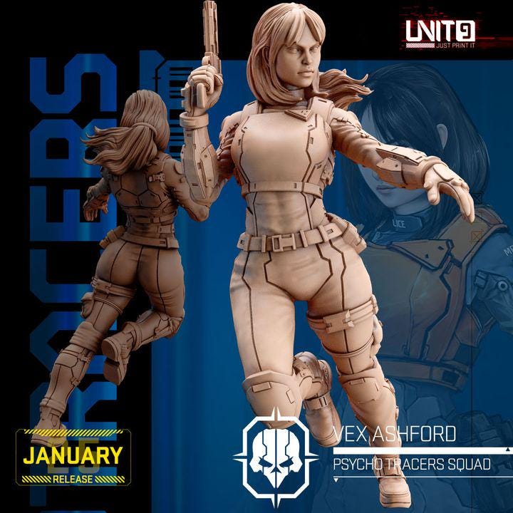 Psycho Tracer Squad January 2025 Release | Paintable 3D Resin Printed Scifi Miniature by Unit9