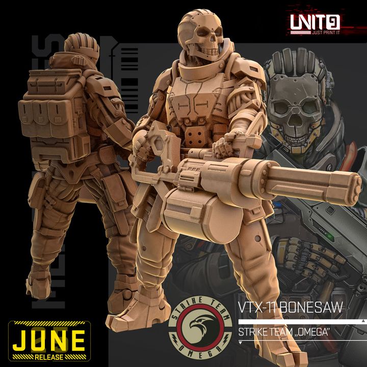 Mercenaries Strike Team "Omega" June 2025 Release | Paintable 3D Resin Printed Scifi Miniature by Unit9