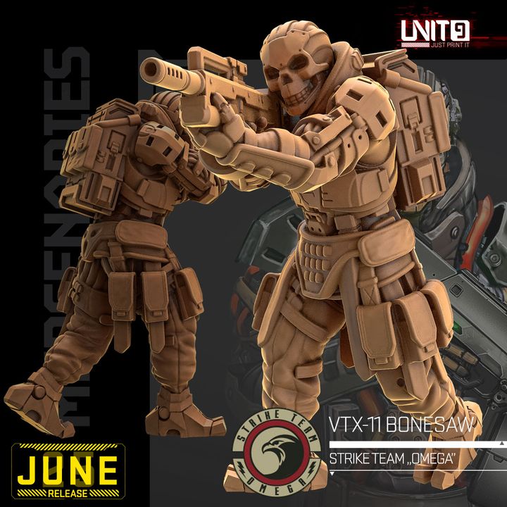 Mercenaries Strike Team "Omega" June 2025 Release | Paintable 3D Resin Printed Scifi Miniature by Unit9