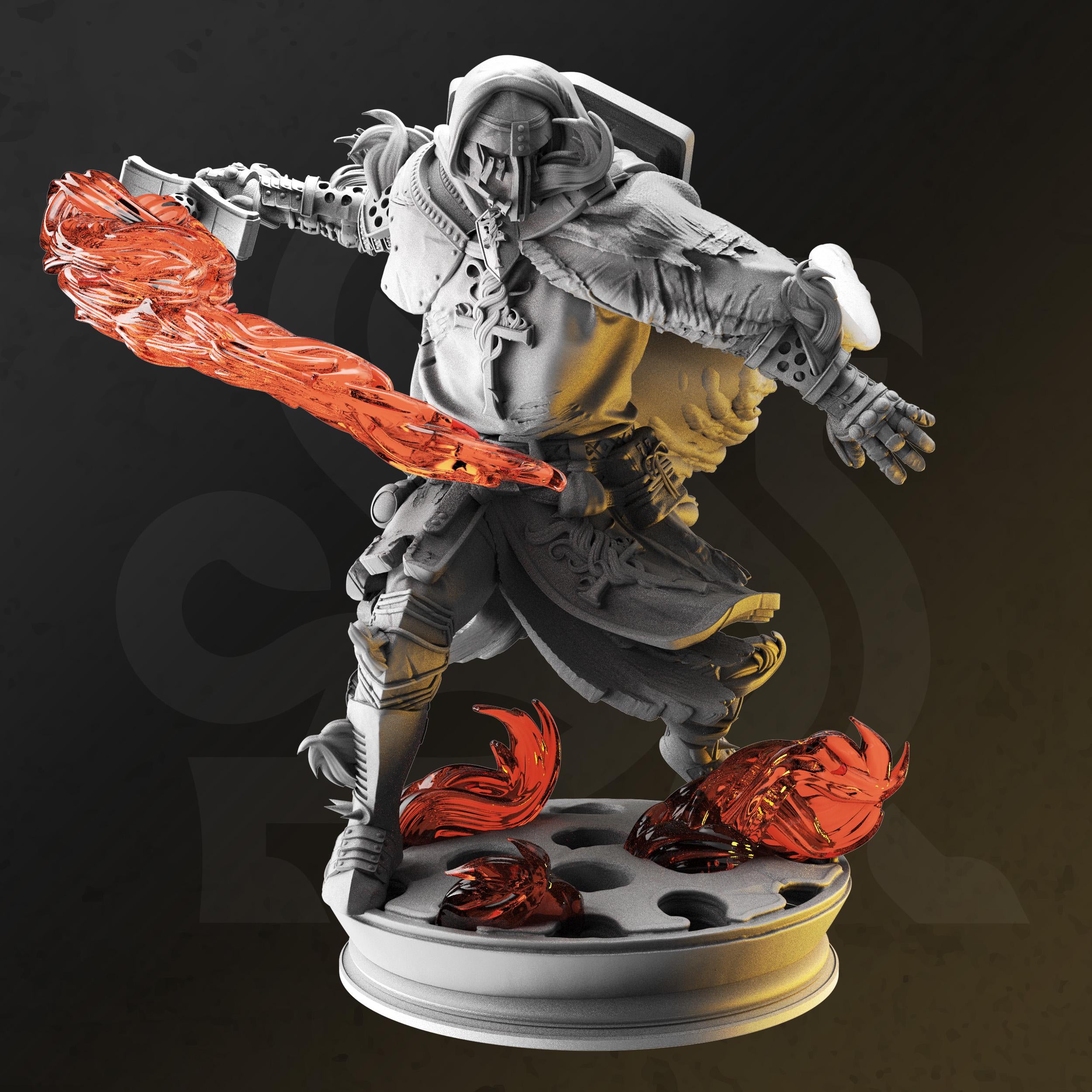 Embernos – Fire Elemi Crusader | Paintable 3D Resin Printed Miniature by DM Stash