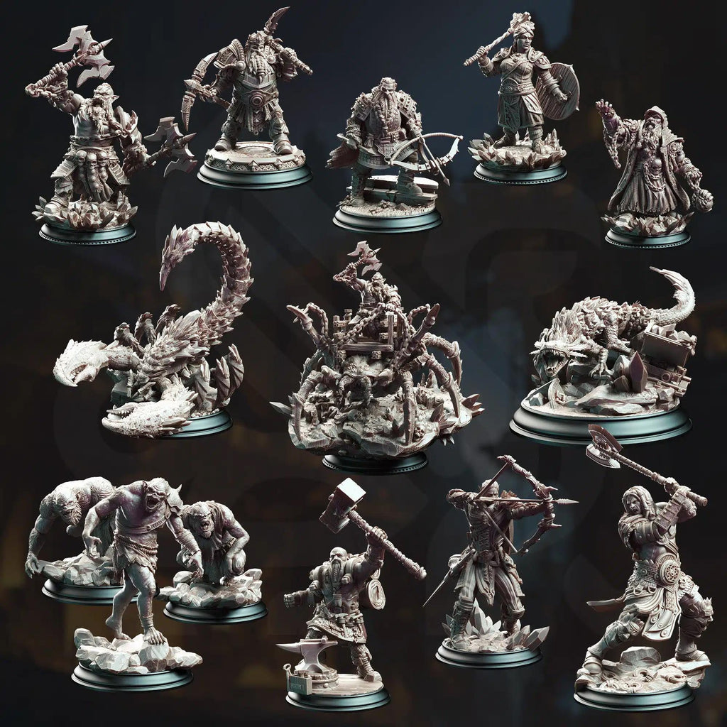 Dwarves of the Deep September 2024 Release | Paintable 3D Resin Printed Miniature by DM Stash