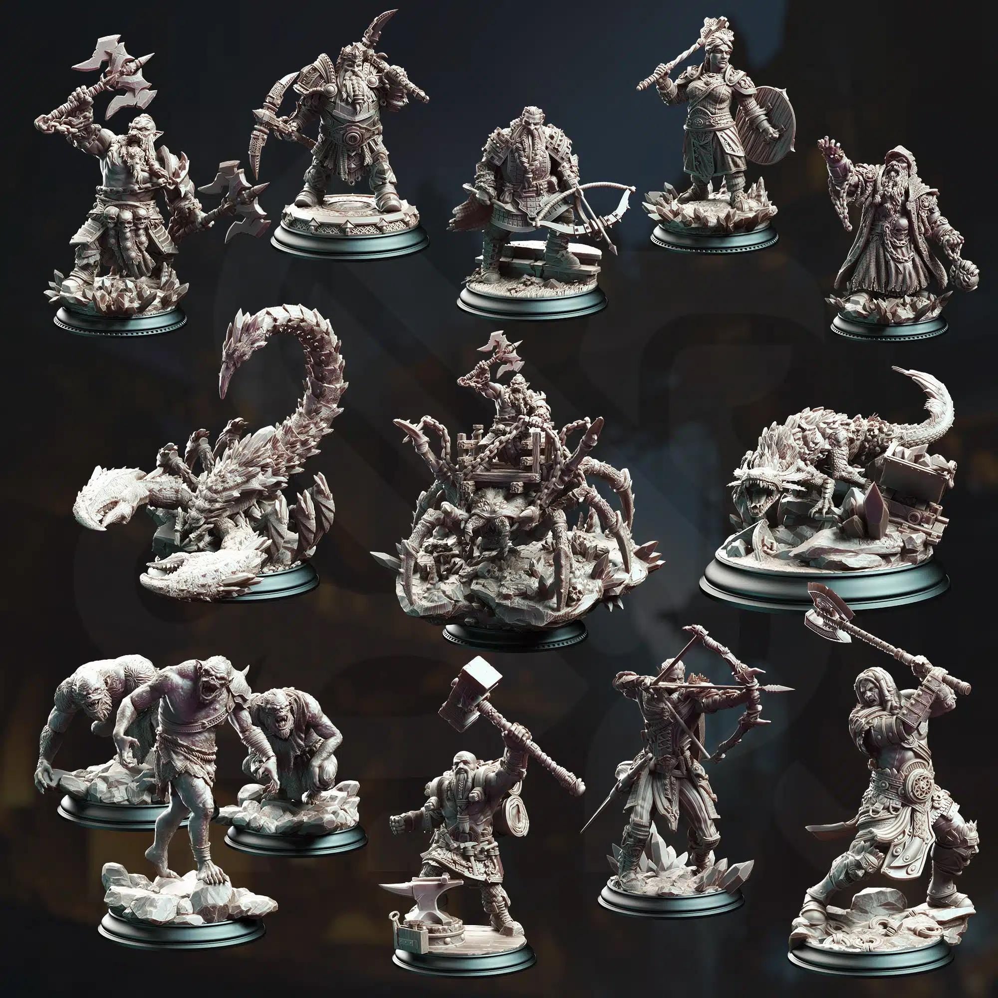 Dwarves of the Deep September 2024 Release | Paintable 3D Resin Printed Miniature by DM Stash
