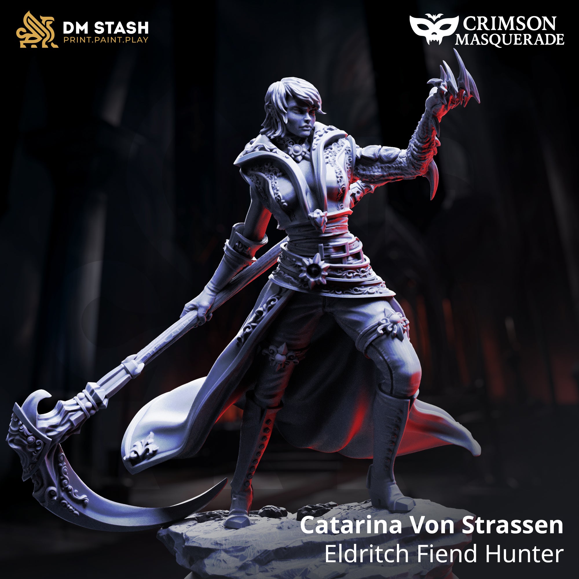 Crimson Masquerade September 2025 Release | Paintable 3D Resin Printed Miniature by DM Stash
