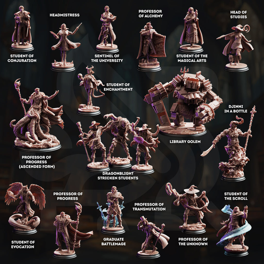 The Arcane University June 2026 Release | Paintable 3D Resin Printed Miniatures by DM Stash