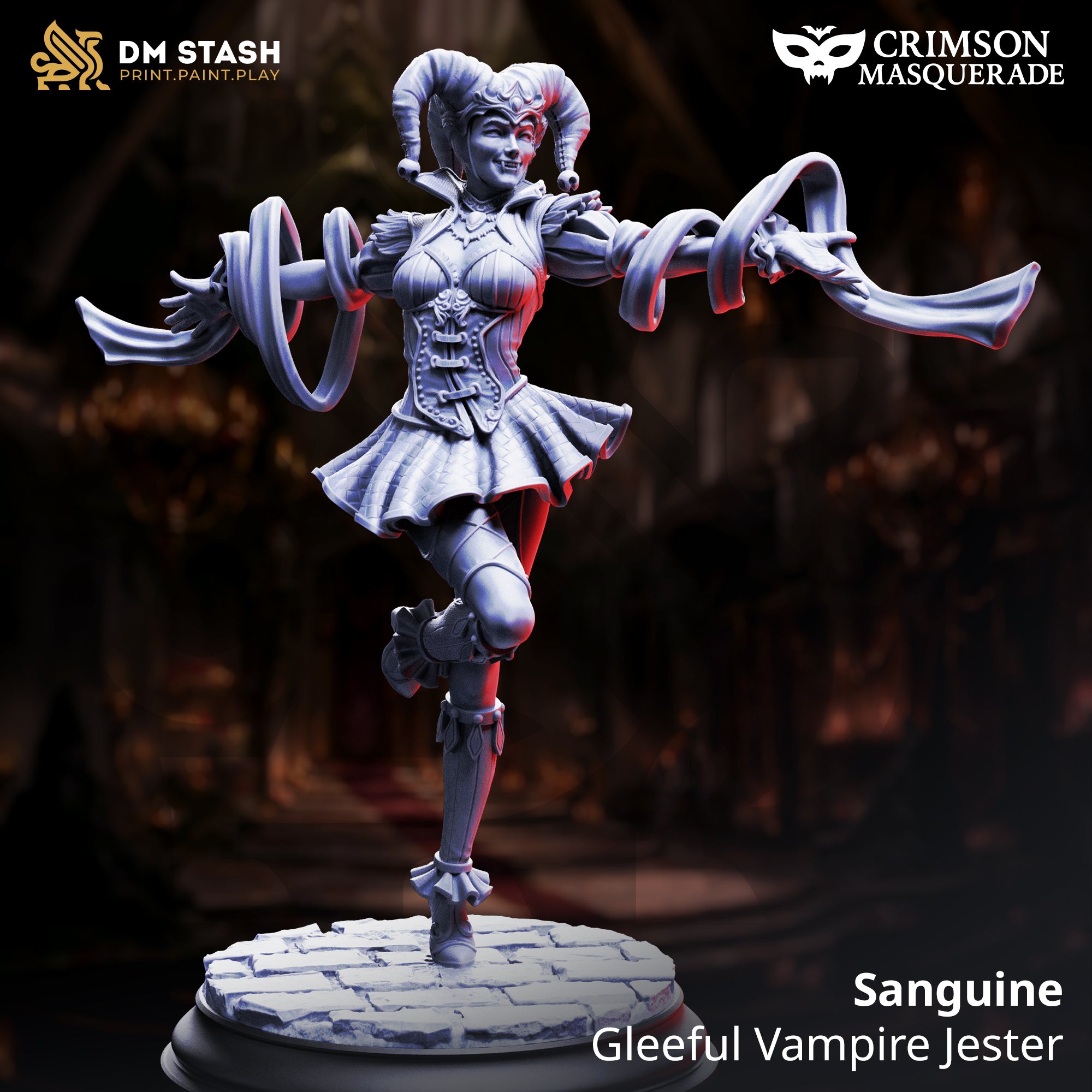 Crimson Masquerade September 2025 Release | Paintable 3D Resin Printed Miniature by DM Stash