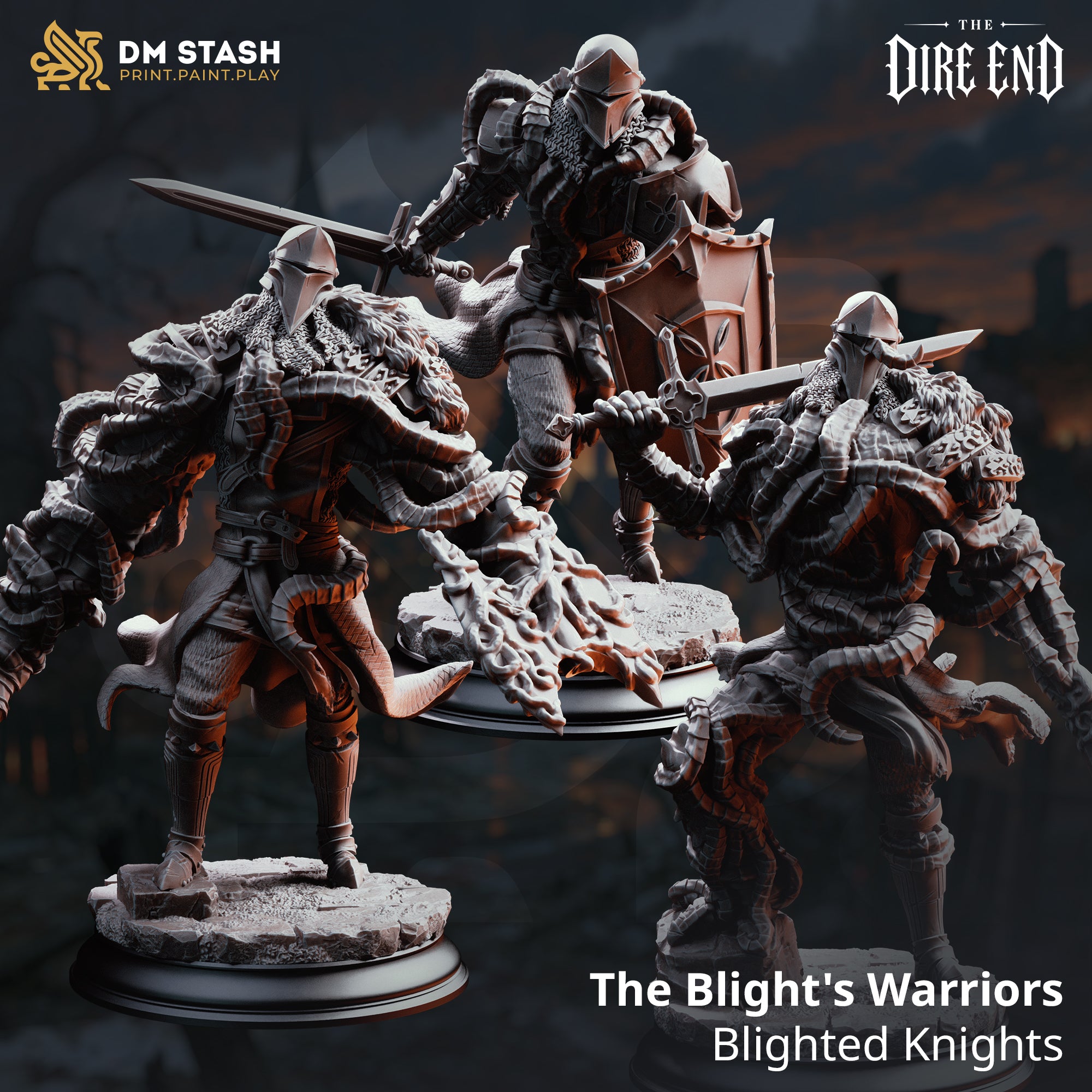 The Dire End July 2026 Release | Paintable 3D Resin Printed Miniatures by DM Stash
