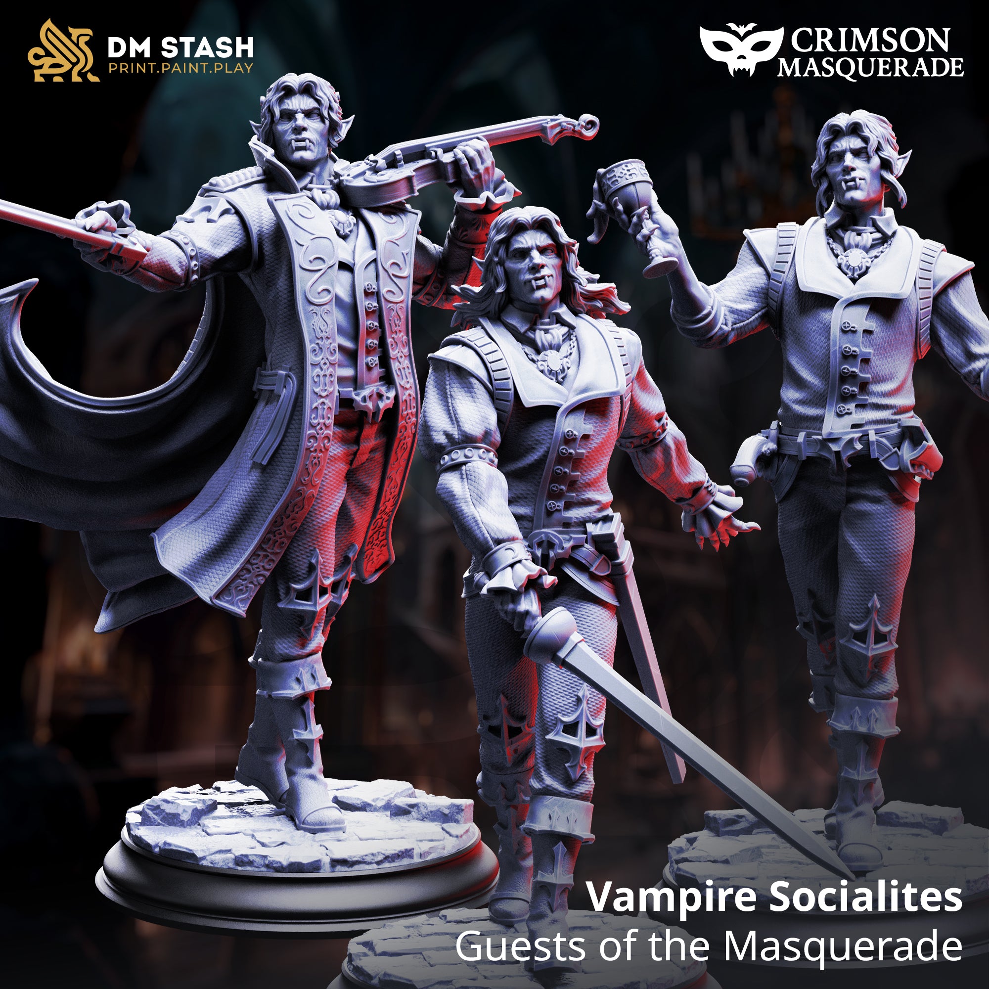 Crimson Masquerade September 2025 Release | Paintable 3D Resin Printed Miniature by DM Stash
