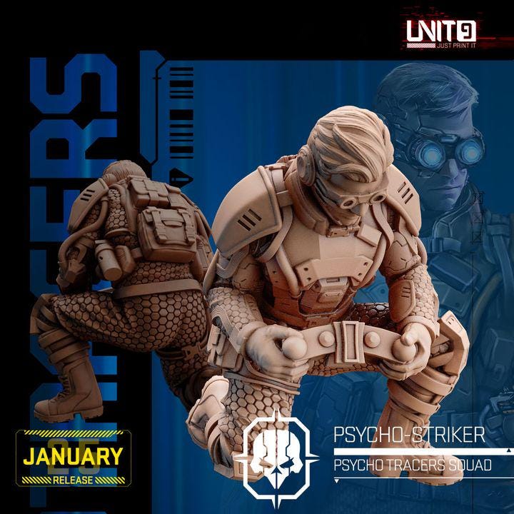 Psycho Tracer Squad January 2025 Release | Paintable 3D Resin Printed Scifi Miniature by Unit9