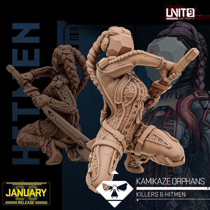 Killers and Hitmen January 2026 Release | Paintable 3D Resin Printed Scifi Miniature by Unit9
