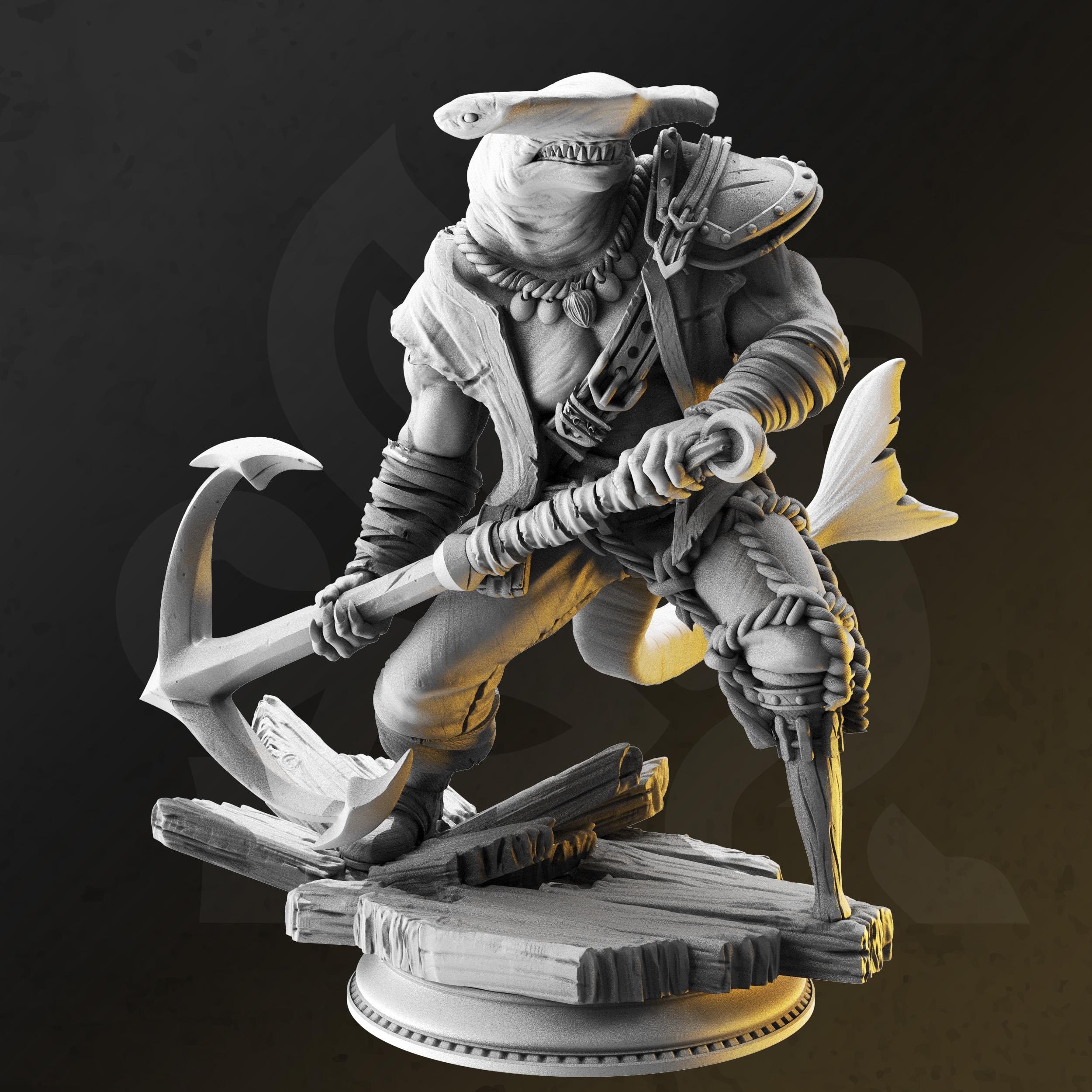 Baz “Smiley” Armstrong – Sharkman Enforcer | Paintable 3D Resin Printed Miniature by DM Stash