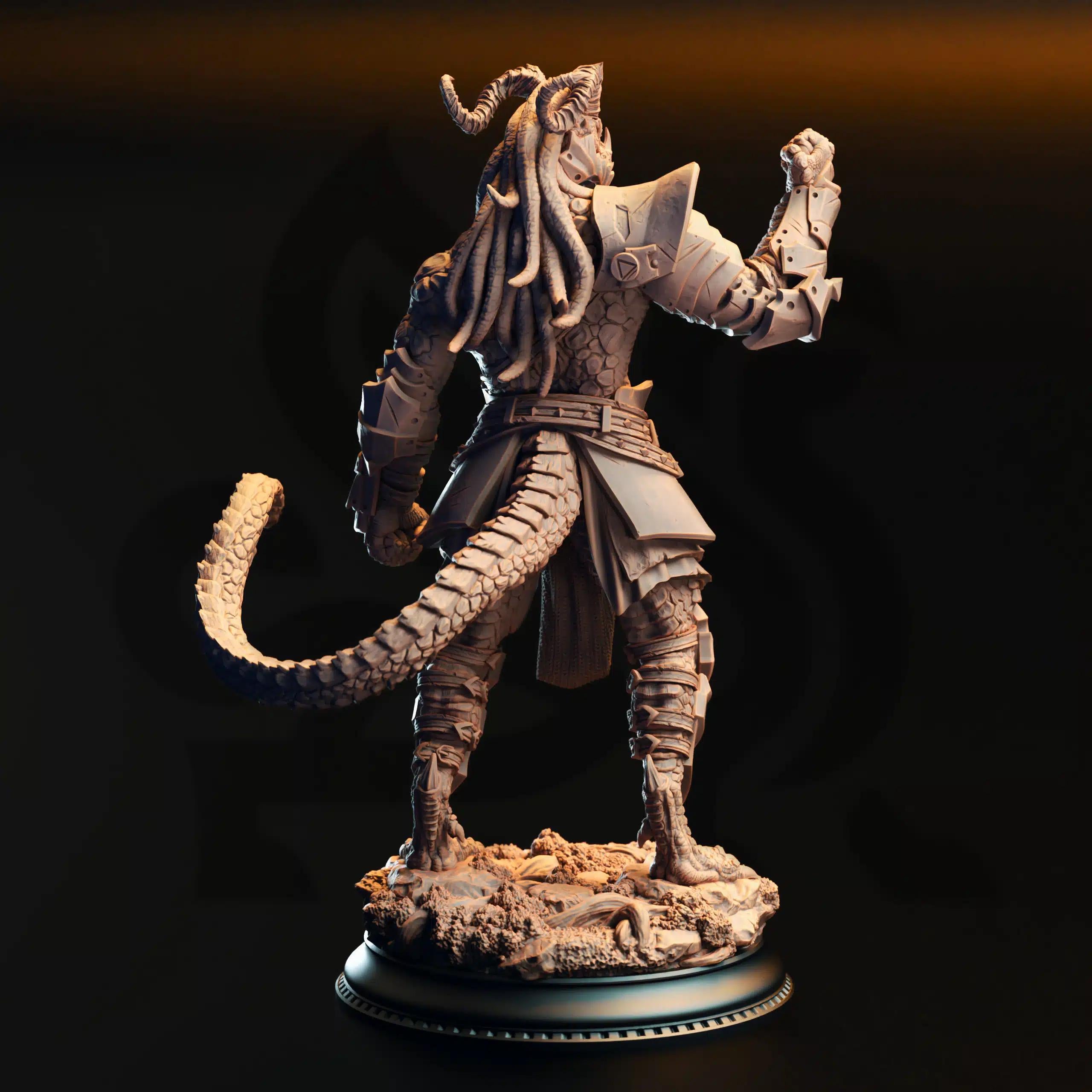 Vaakrin Steeljaw – Black Dragonkin Fighter | Paintable 3D Resin Printed Miniature by DM Stash