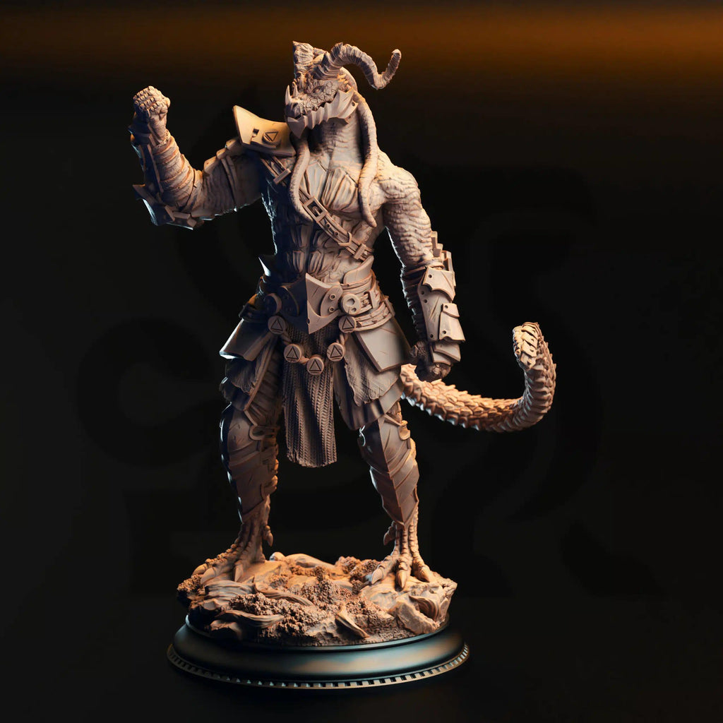 Vaakrin Steeljaw – Black Dragonkin Fighter | Paintable 3D Resin Printed Miniature by DM Stash