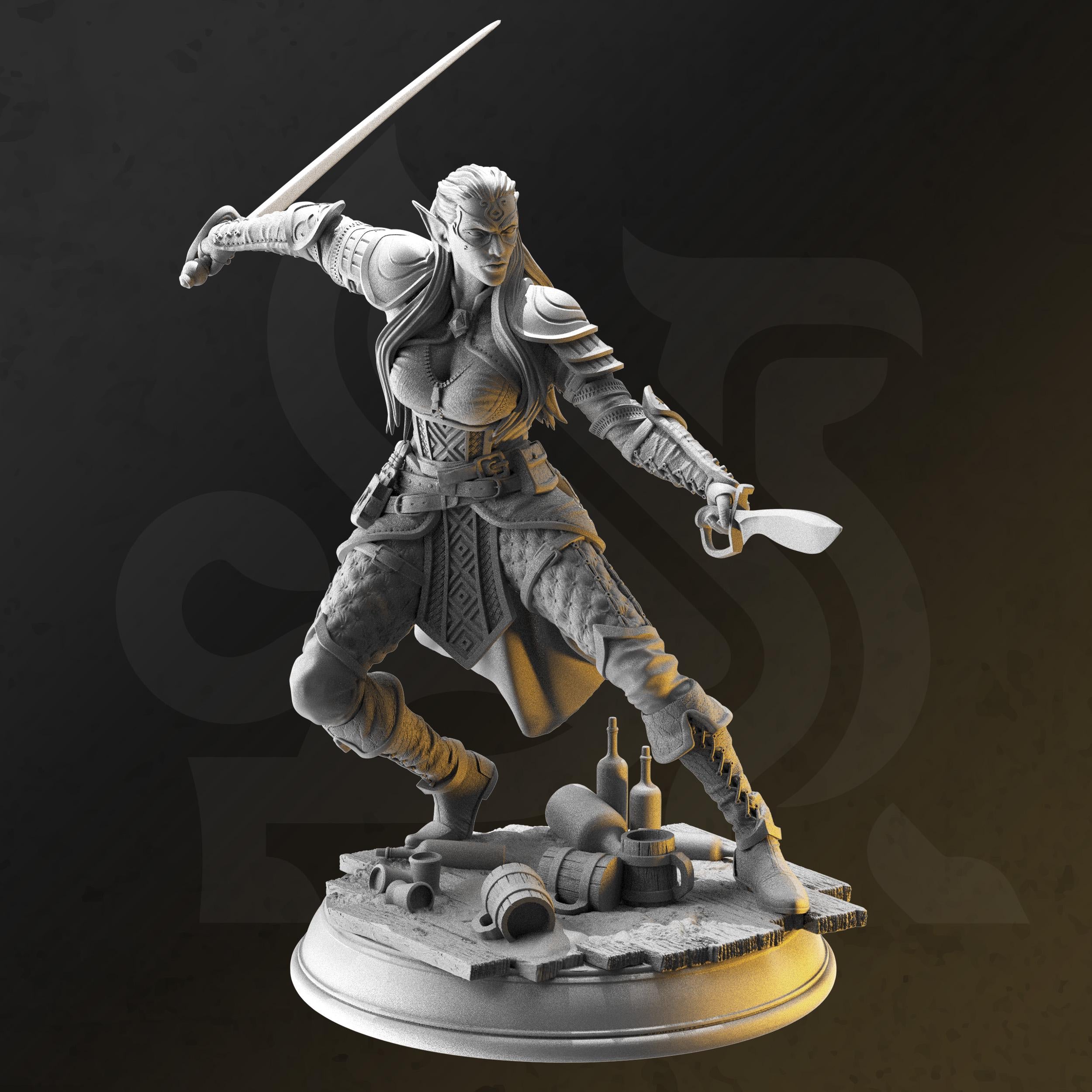 Hali Brookes – Water Elemi Rogue | Paintable 3D Resin Printed Miniature by DM Stash