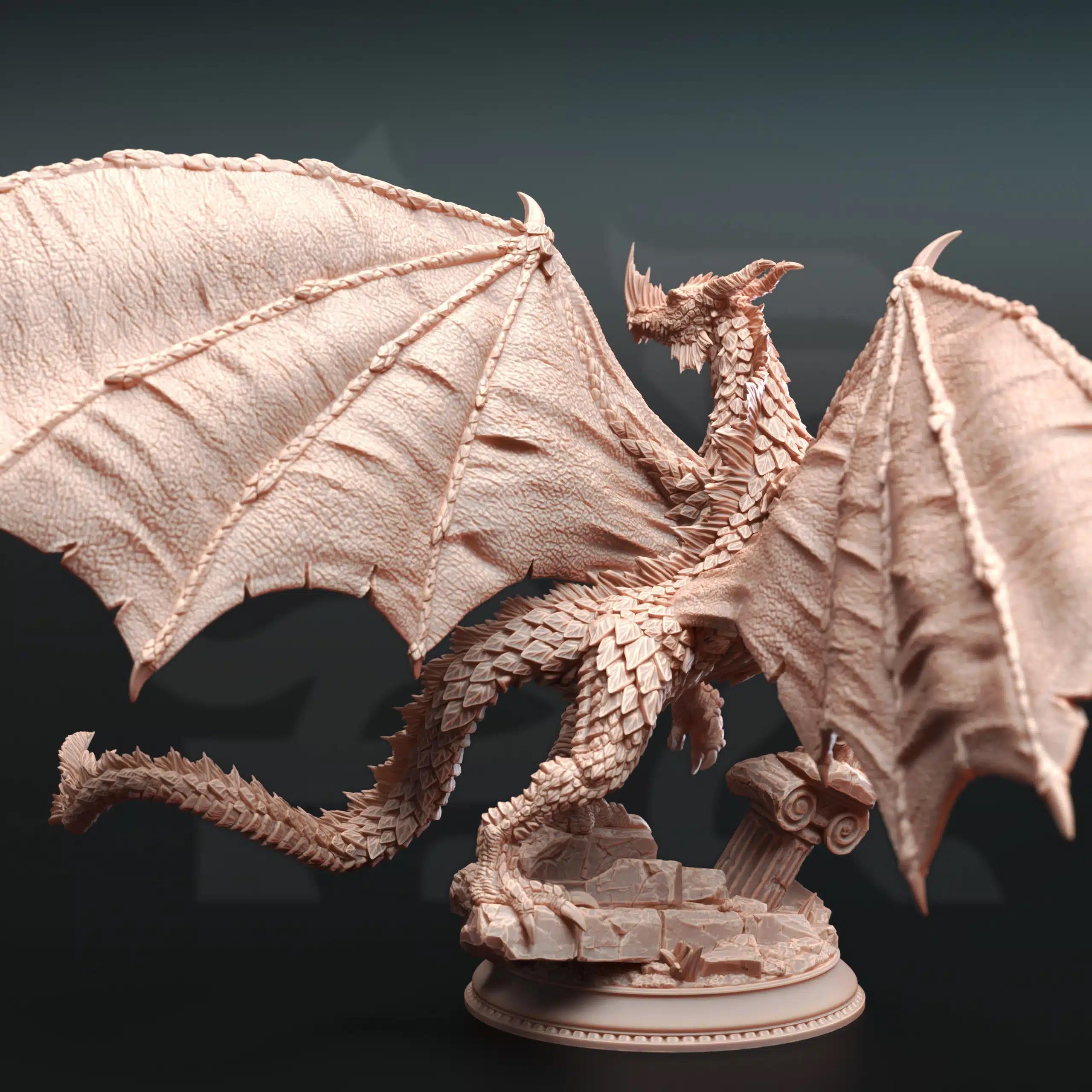 Midorius the Broken – Juvenile Green Dragon | Paintable 3D Resin Printed Miniature by DM Stash