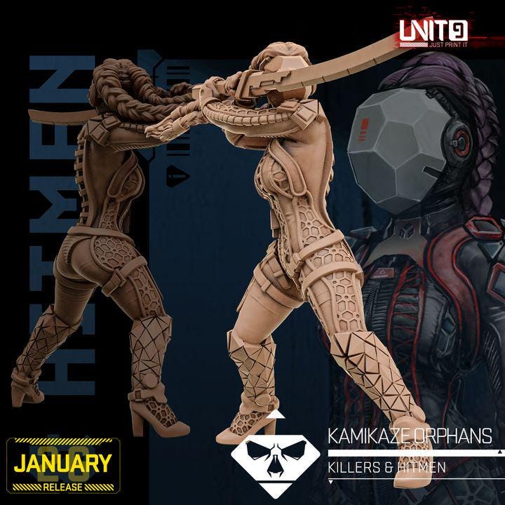 Killers and Hitmen January 2026 Release | Paintable 3D Resin Printed Scifi Miniature by Unit9
