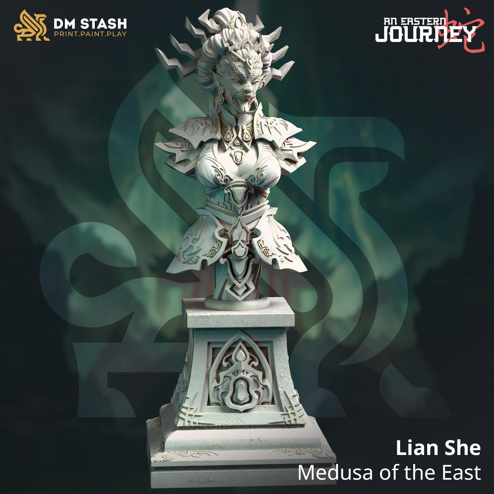 Lian She – Medusa of the East (Bust) | Paintable Bust 3D Resin Printed Miniature by DM Stash
