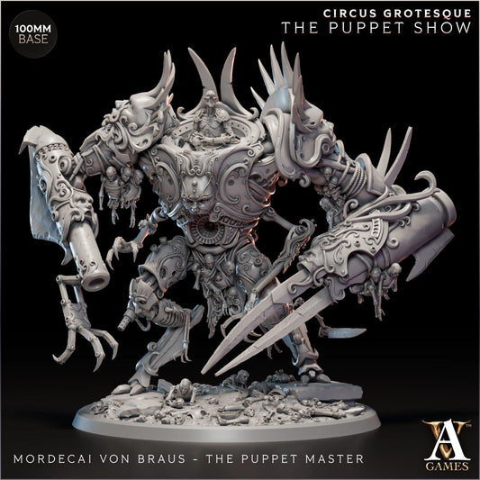 Mordecai Von Braus | Paintable D&D Boss Miniature | Steampunk Puppet Master | Clockwork Mech | 3D Printed Resin Monster