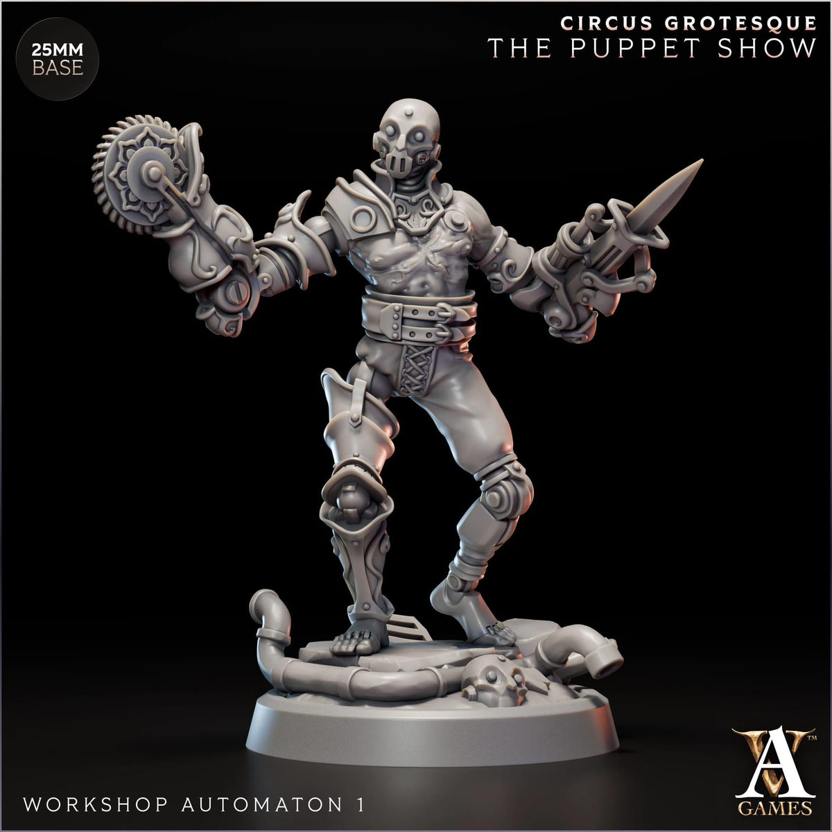 Workshop Automaton | 4 Poses Paintable 3D Resin Printed Miniature by Archvillain Games
