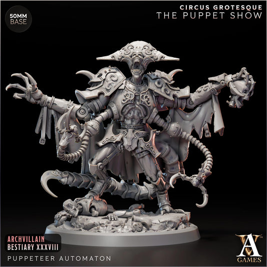 Puppeteer Automaton | Paintable D&D Miniature | Steampunk Clockwork Horror Monster | 3D Printed Resin Figure