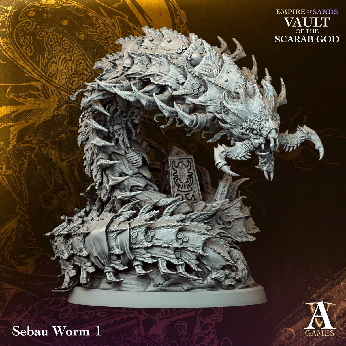 Sebau Worm | Paintable D&D Miniature | Giant Desert Sandworm | Fantasy Boss Monster | 3D Printed Resin Figure