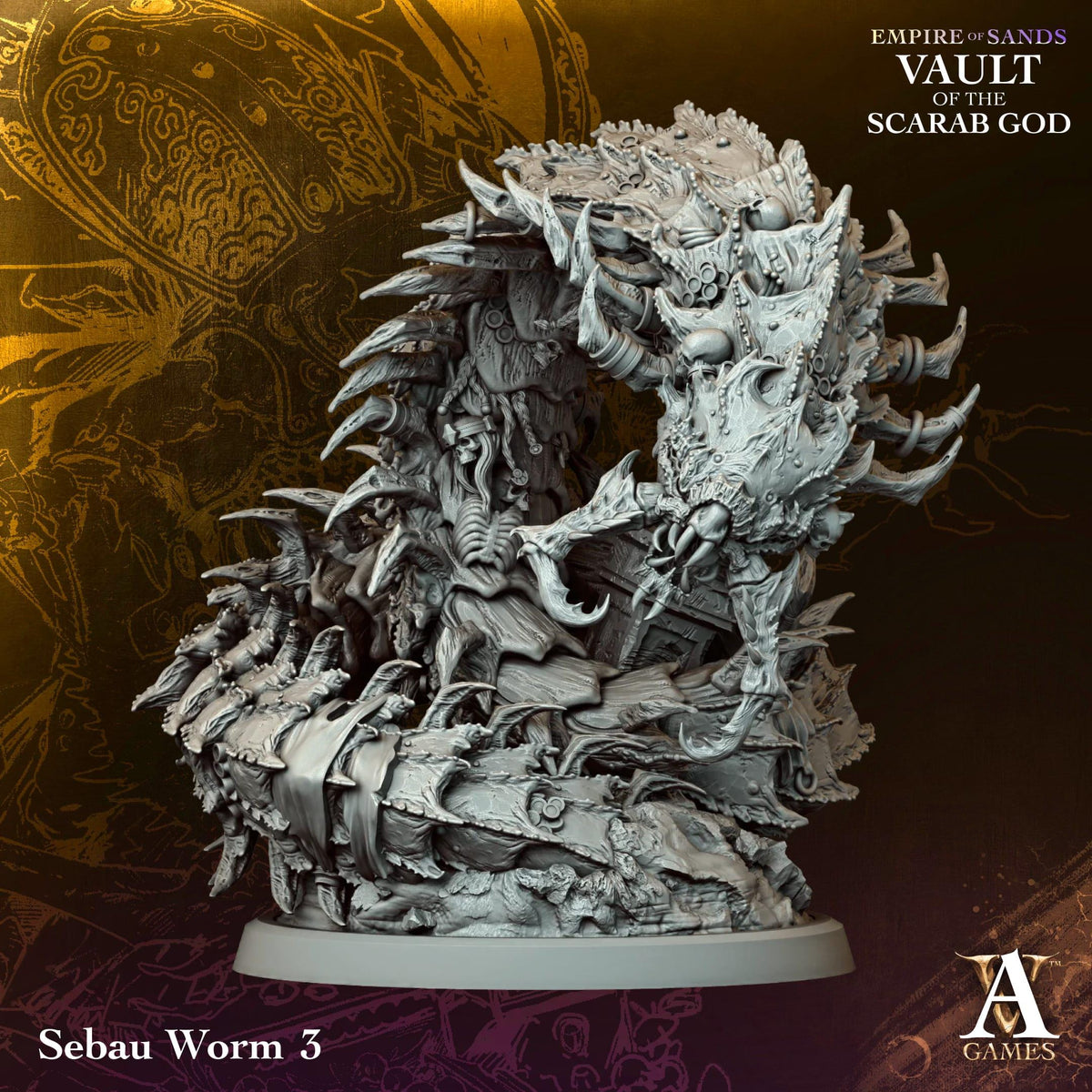 Sebau Worm | Paintable D&D Miniature | Giant Desert Sandworm | Fantasy Boss Monster | 3D Printed Resin Figure