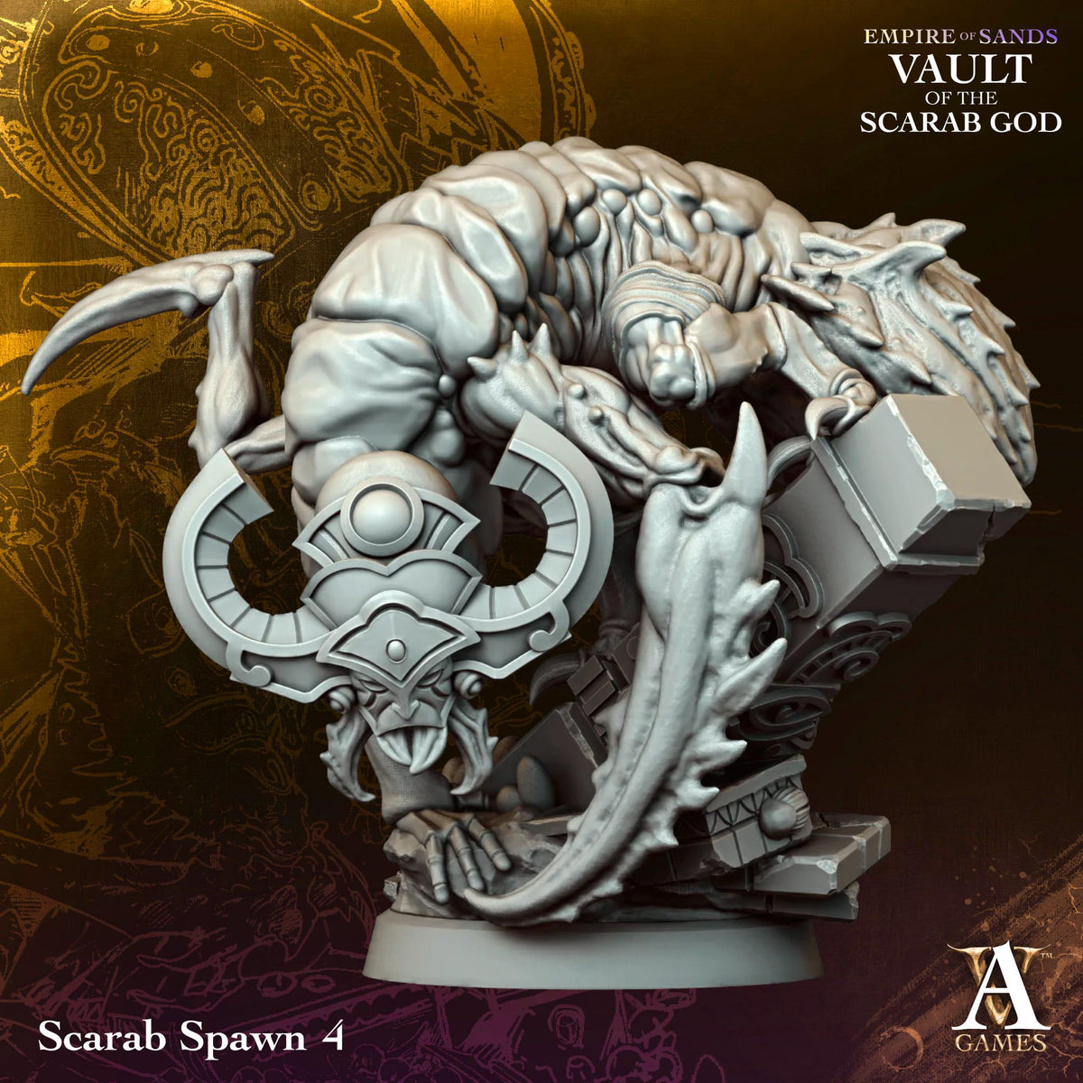 Scarab Spawn | Paintable D&D Miniature | Egyptian Insectoid Monster | Desert Beetle Warrior | 3D Printed Resin