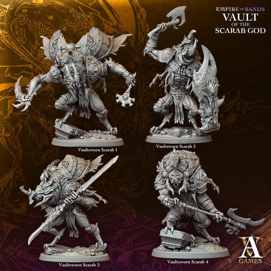Vaultsworn Scarab | Paintable D&D Miniature | Egyptian Beetle Warrior | Insectoid Fantasy Monster | 3D Printed Resin