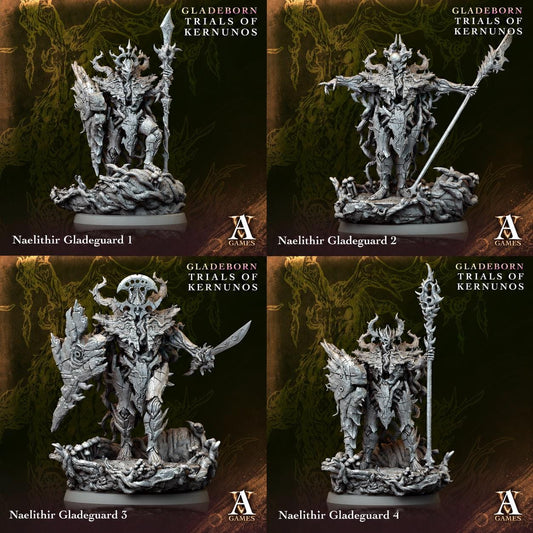 Naelithir Gladeguards | Paintable D&D Miniature | Armored Forest Guardian | Fantasy Treefolk Warrior | 3D Printed Resin