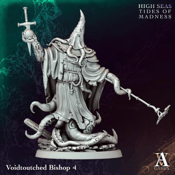 Voidtouched Bishops | Paintable D&D Miniatures | Eldritch Horror Cultists | Lovecraftian Priests | 3D Printed Resin