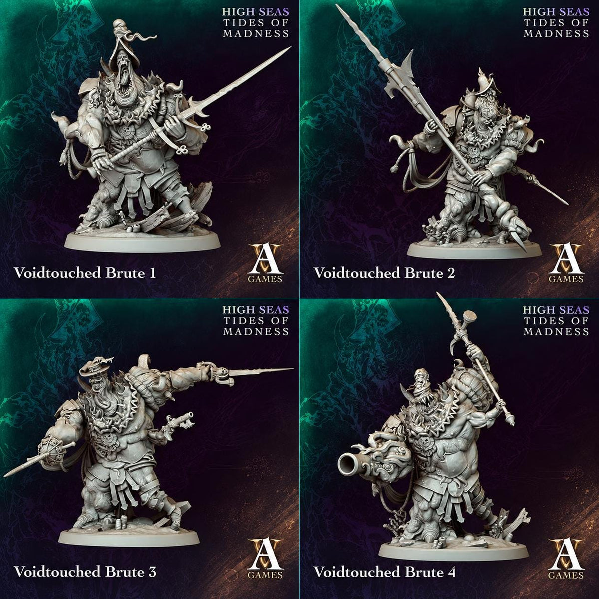 Voidtouched Brutes | Paintable D&D Miniatures | Eldritch Pirate Monsters | Lovecraftian Horror | 3D Printed Resin