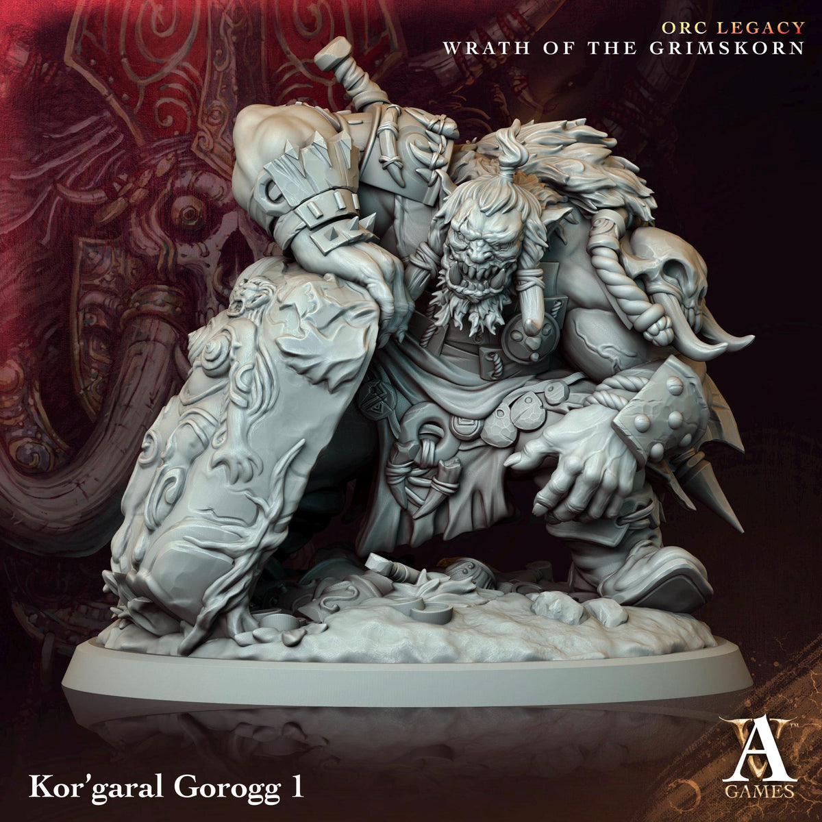 Kor'garal Gorogg | Paintable D&D Miniatures | Giant Orc Brutes | Fantasy Barbarian Warriors | 3D Printed Resin