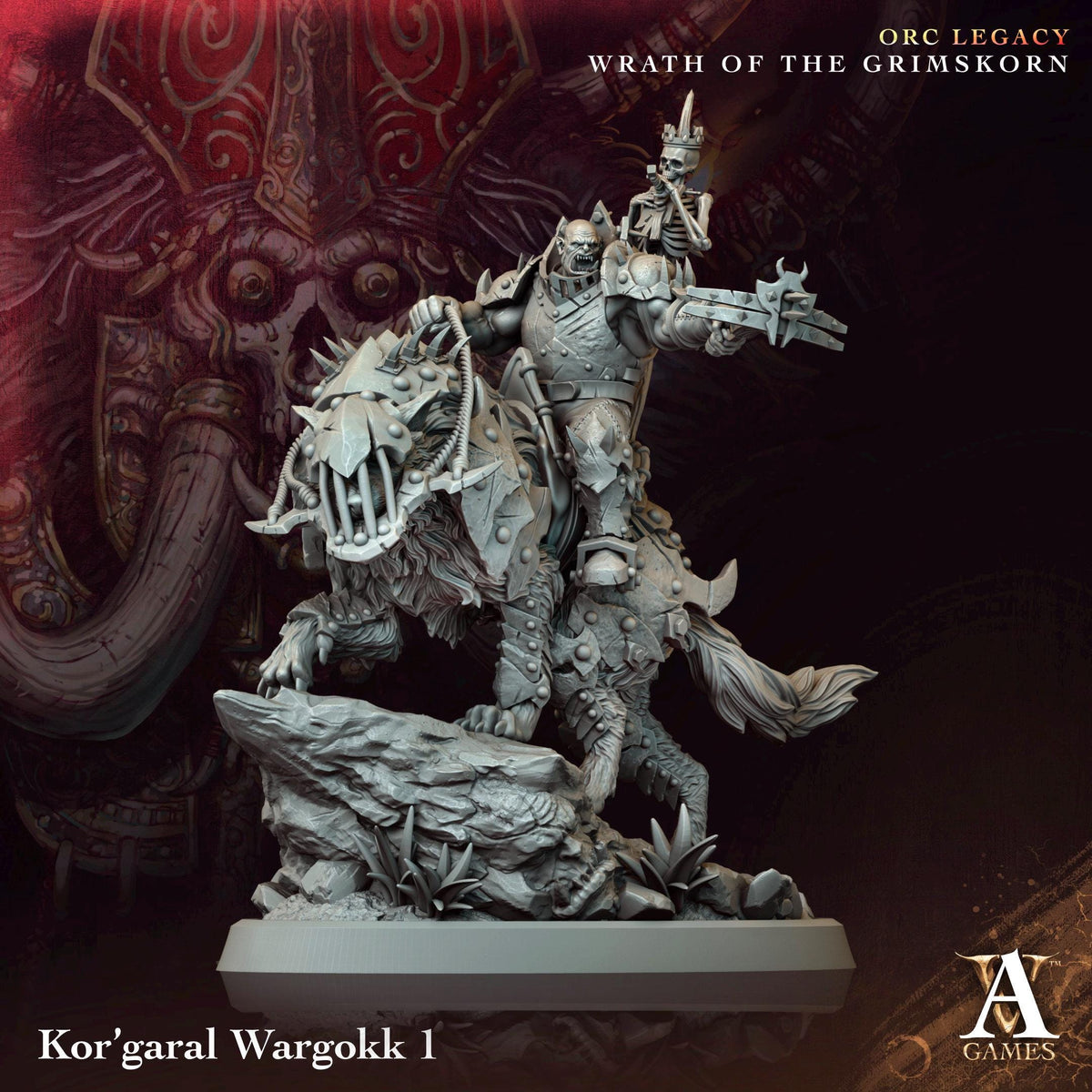 Kor'garal Wargokk | Paintable D&D Miniatures | Orc Wolf Riders | Fantasy Mounted Cavalry | 3D Printed Resin