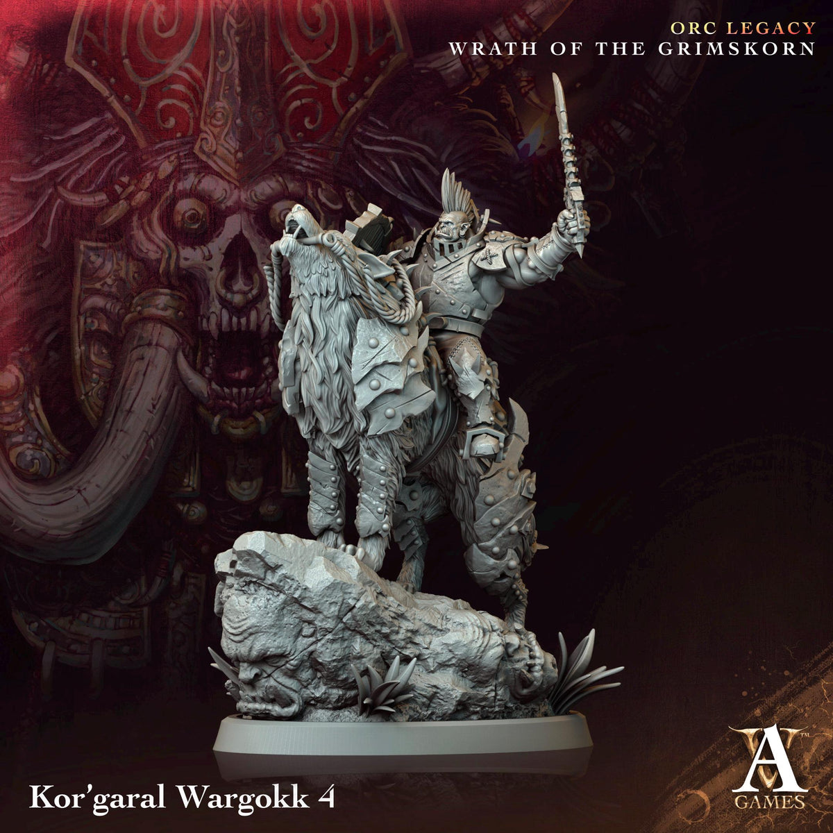 Kor'garal Wargokk | Paintable D&D Miniatures | Orc Wolf Riders | Fantasy Mounted Cavalry | 3D Printed Resin