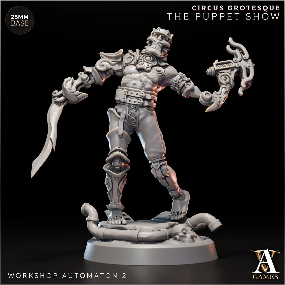 Workshop Automaton | 4 Poses Paintable 3D Resin Printed Miniature by Archvillain Games