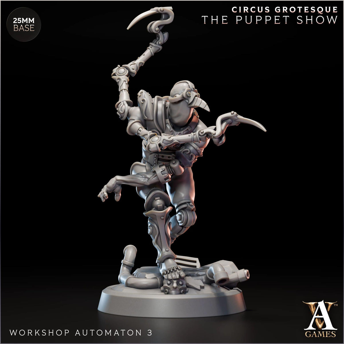 Workshop Automaton | 4 Poses Paintable 3D Resin Printed Miniature by Archvillain Games