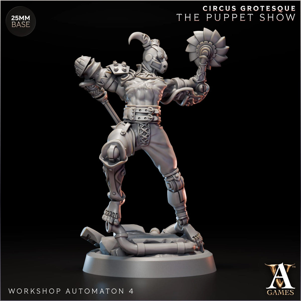 Workshop Automaton | 4 Poses Paintable 3D Resin Printed Miniature by Archvillain Games