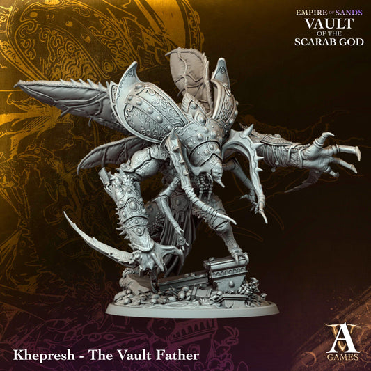 Khepresh The Vault Father | Paintable D&D Miniature | Egyptian Scarab God | Insectoid Boss Monster | 3D Printed Resin