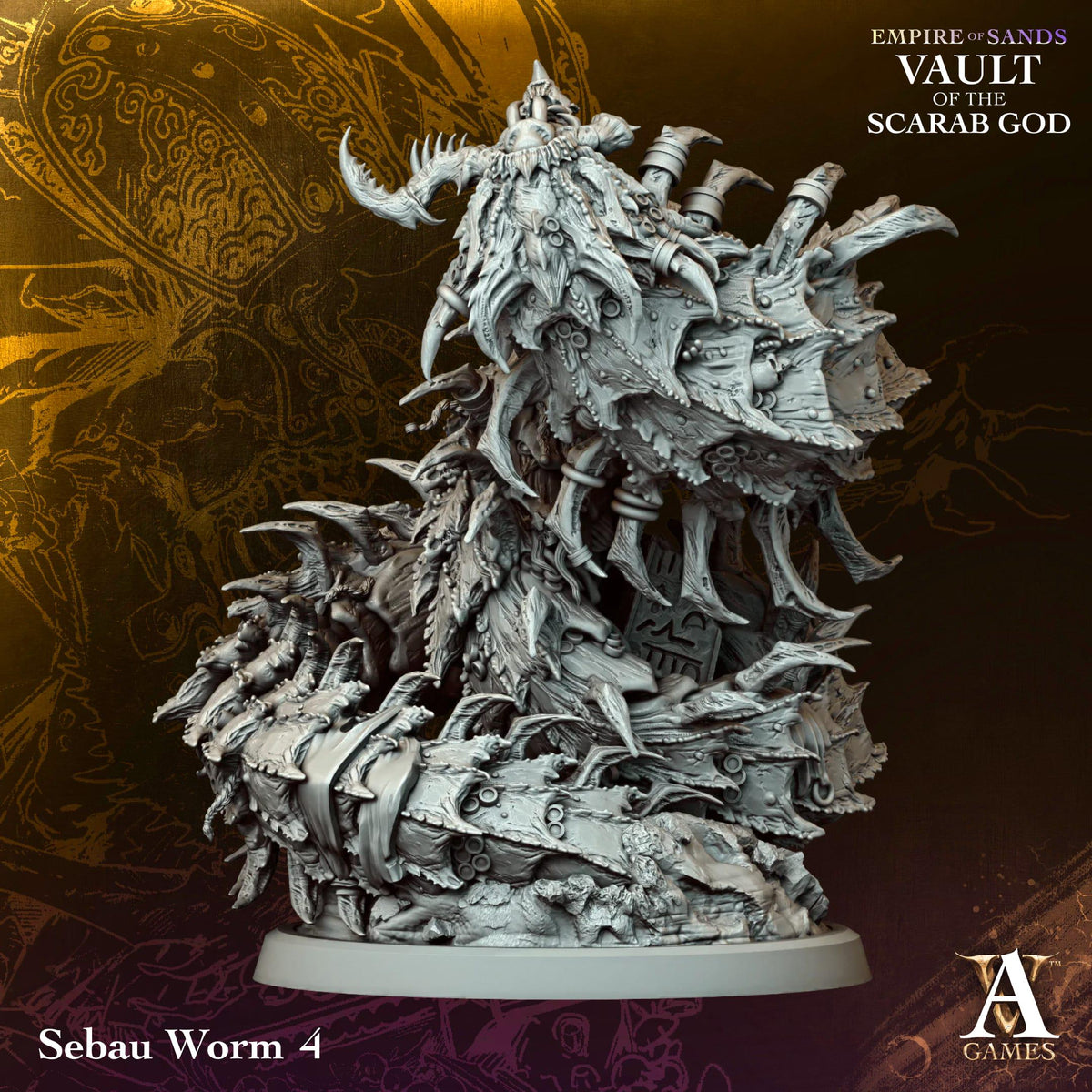 Sebau Worm | Paintable D&D Miniature | Giant Desert Sandworm | Fantasy Boss Monster | 3D Printed Resin Figure