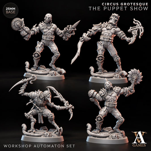 Workshop Automaton | 4 Poses Paintable 3D Resin Printed Miniature by Archvillain Games