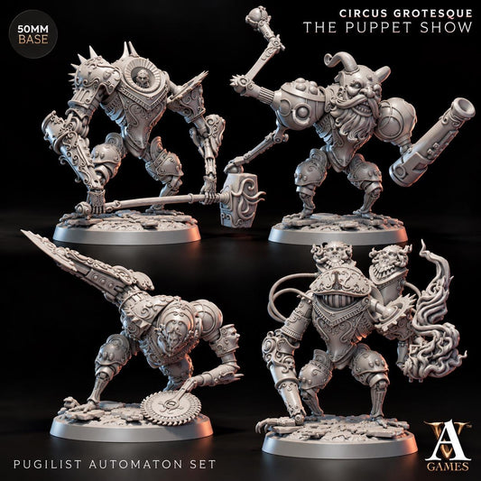 Pugilist Automaton | 4 Poses Paintable 3D Resin Printed Miniature by Archvillain Games